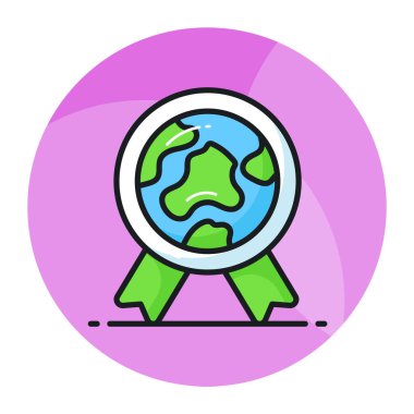 Düzenlenebilir stil ve Dünya Günü 'nün en iyi ikonu olan eko rozet ikonu özenle tasarlandı.