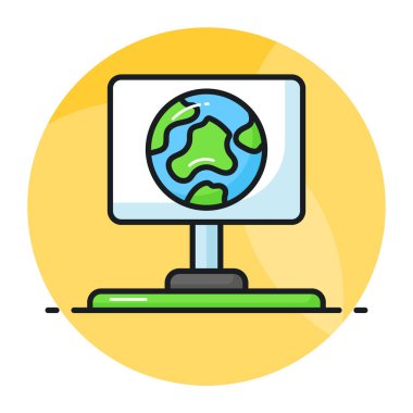 Reklam panosundaki dünya küresi, ekoloji reklamının vektör tasarımını modern tarzda, Dünya Günü simgesi olarak gösteriyor.