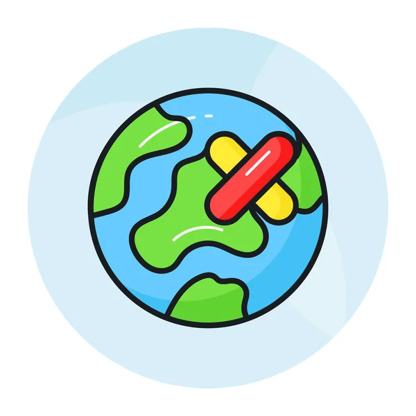 Sauvez Monde Terre Bandage Sur Globe Mondial Montrant Icône Terre — Image vectorielle