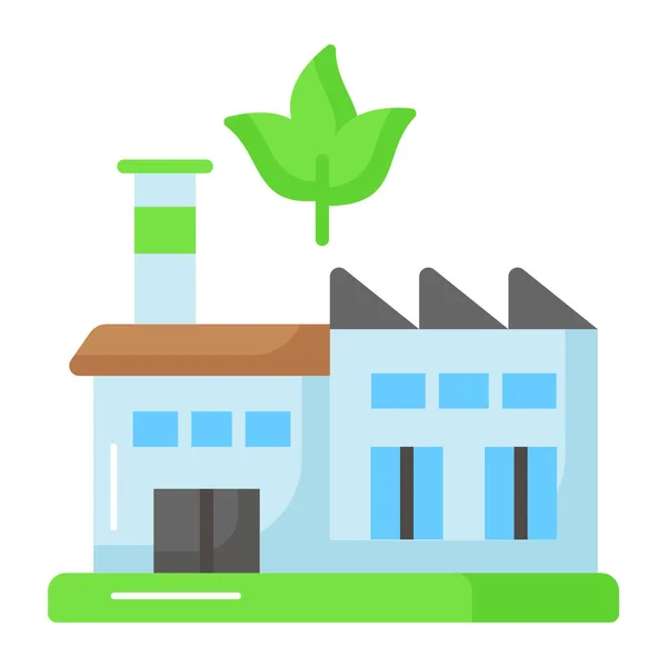 Tovární Budova Listy Znázorňující Vektor Zelené Továrny Ekologický Faktor — Stockový vektor