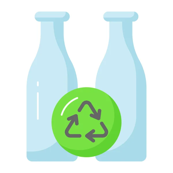 Znak Recyklingu Butelkami Pokazujący Koncepcję Recyklingu Butelek Modnym Stylu — Wektor stockowy
