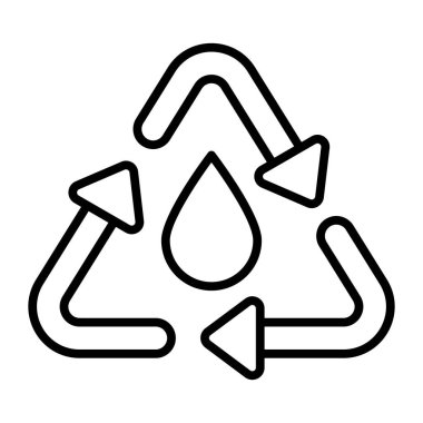 Su geri dönüşüm vektörü kavramını belirten geri dönüşüm işaretli su damlası, premium simge tasarımı