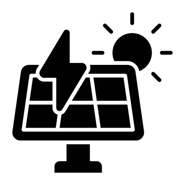 Sonnenkollektor Und Sonne Zeigen Konzept Ikone Für Solarenergie Symbol Für — Stockvektor