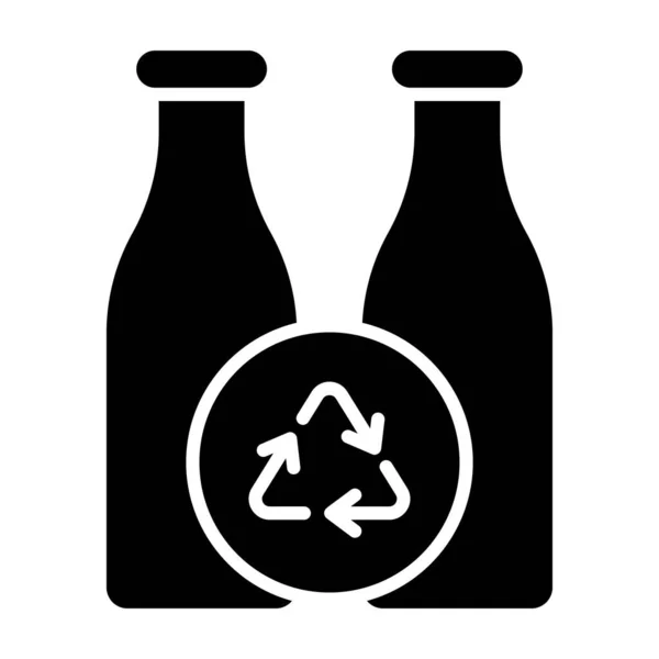 Segno Riciclaggio Con Bottiglie Che Mostrano Concetto Riciclaggio Delle Bottiglie — Vettoriale Stock