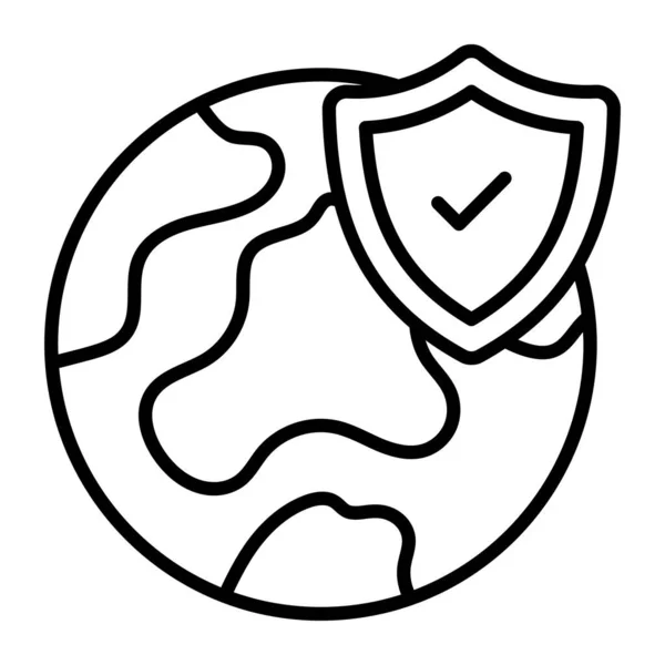 Bouclier Sécurité Avec Globe Mondial Désignant Concept Vecteur Protection Mondiale — Image vectorielle