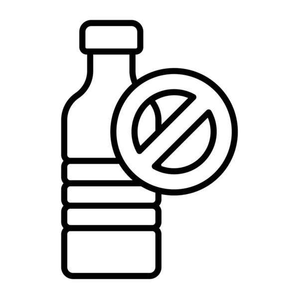 Vietato Segno Sulla Bottiglia Plastica Che Mostra Icona Concetto Bottiglie — Vettoriale Stock