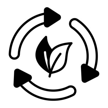 Dönüştürme okları ile eko geri dönüşüm konseptini gösteren yapraklar, kolayca kullanılabilir