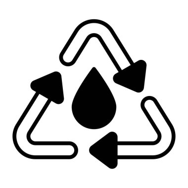 Su geri dönüşüm vektörü kavramını belirten geri dönüşüm işaretli su damlası, premium simge tasarımı