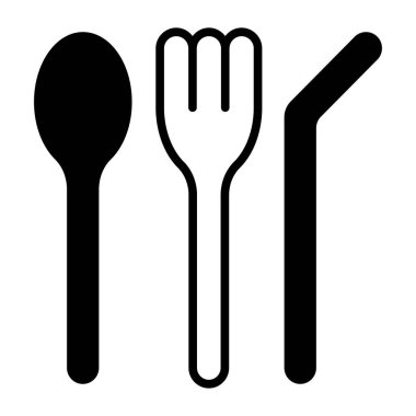 Yeniden kullanılabilir çatal bıçaklar vektör tasarımı modern tarzda, beyaz arkaplanda izole