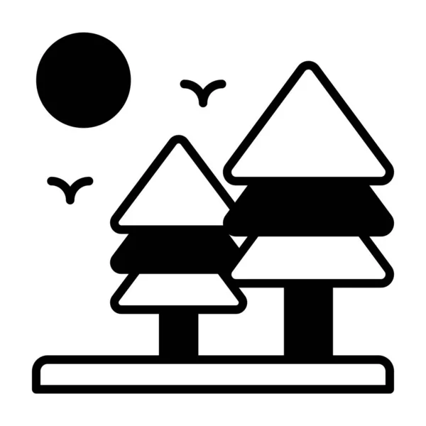Дивовижний Векторний Дизайн Хвойного Дерева Модному Стилі Ландшафт Дерев Лісовий — стоковий вектор