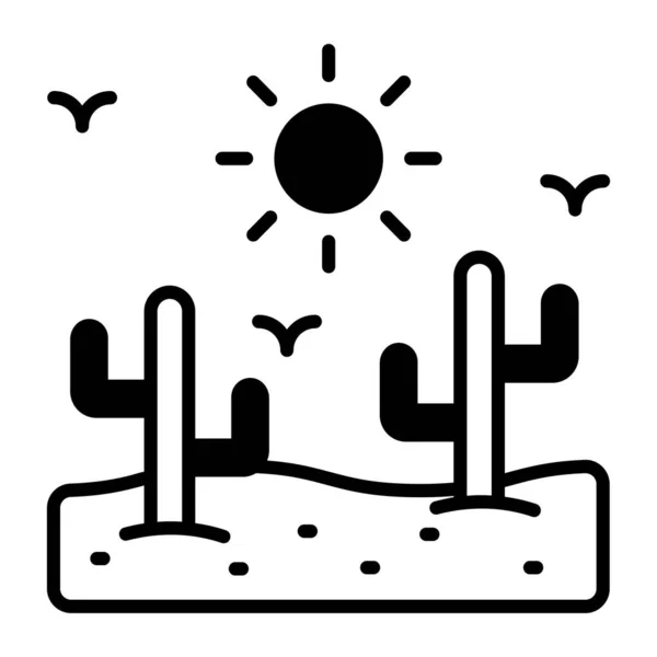 Desert Vektor Design Módním Stylu Přírodní Krajina Ikona Scény Izolované — Stockový vektor