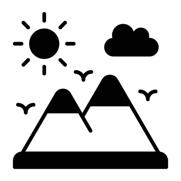 Une Belle Vue Sur Paysage Montagneux Montagne Soleil Désignant Icône — Image vectorielle