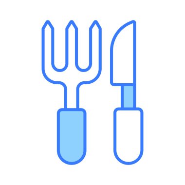 Çatal ve bıçak taşıyıcısı mutfak aletlerini gösteriyor, çatal bıçak ikonu.