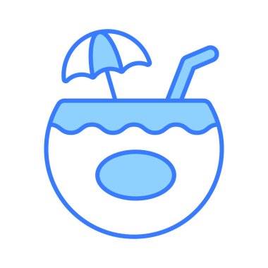 Parmak arası terlik sembolü, rahat, yaz tatili ve rahatlama, Hindistan cevizi içeceğinin birinci sınıf vektörü.