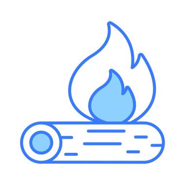 Kamp ateşi, yanan şenlik ateşi, düzenlenebilir tasarımda ateş alevi olan odun kütüğü.