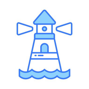 Denizdeki gemileri uyarmak ya da yönlendirmek için fener ışığı içeren bir kule. Deniz fenerinin iyi tasarlanmış simgesi.