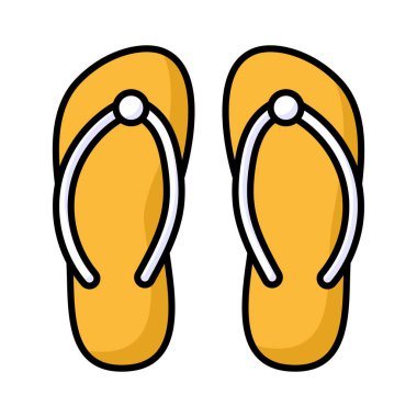 Beyaz arkaplanda, düzenlenebilir vektörde modern tarzda izole edilmiş parmak arası terliklerin simgesi