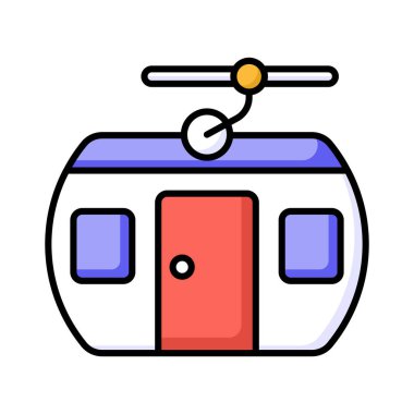 Tramvaya benzeyen araçları dik tepelerde veya eğimli tepelerde yukarı aşağı çekmek için kablo kullanan kablo taşıyıcıyı gösteren kablo vektörü