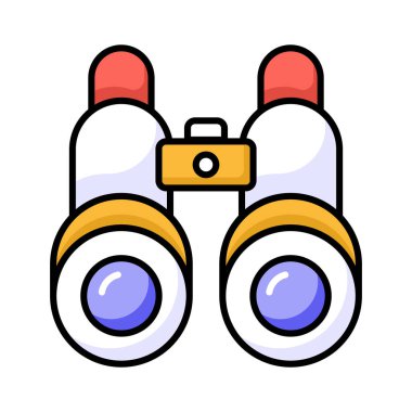 Moda tarzında uzak nesneleri, dürbün vektör tasarımını izlemek için kullanılan, her göz için bir lens ile optik bir araçtır
