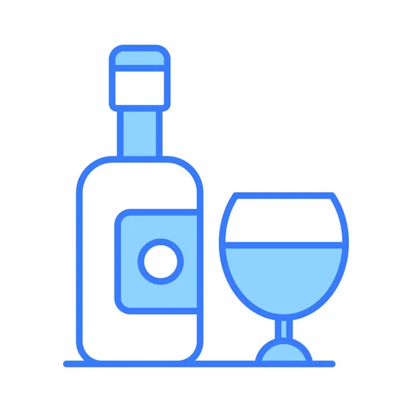 Une Bouteille Vin Classique Une Icône Verre Représentant Détente Sophistication — Image vectorielle