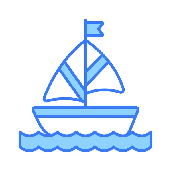 Yelkenli Ikonu Yelkenli Modern Bir Tekne Vektörü Kullanarak Rüzgarla Sürüklenen — Stok Vektör