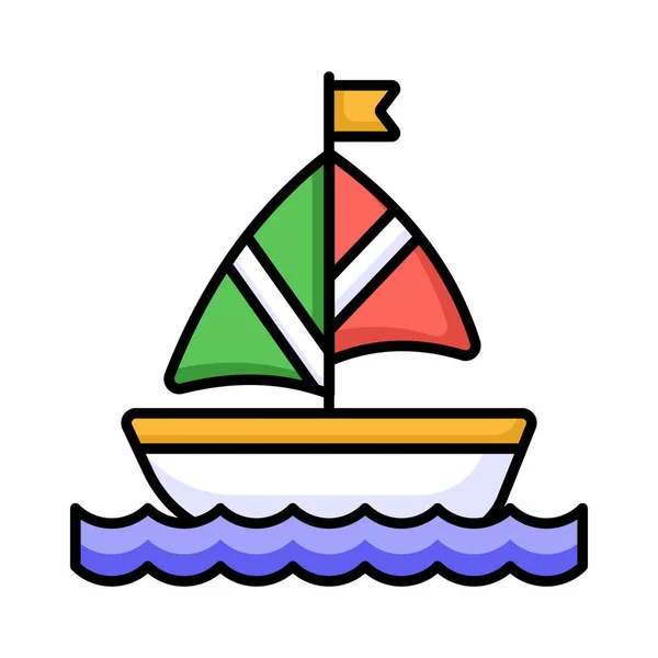 Icono Velero Representa Barco Propulsado Por Viento Usando Una Vela — Vector de stock