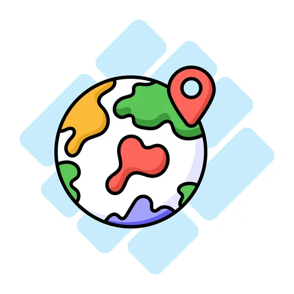 Globe Avec Broche Carte Montrant Concept Vecteur Géolocalisation Dans Style — Image vectorielle