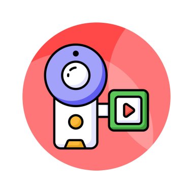 Moda tarzında el kamerasının güzel tasarlanmış vektörü, el kamerasıyla yaşam anlarını yakalar