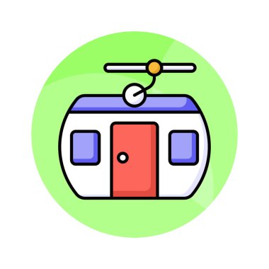 Tramvaya benzeyen araçları dik tepelerde veya eğimli tepelerde yukarı aşağı çekmek için kablo kullanan kablo taşıyıcıyı gösteren kablo vektörü