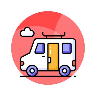 Seyahat için bir minibüs, bu düzenlenebilir seyahat ikonunu, seyahat için de minibüsü alın.