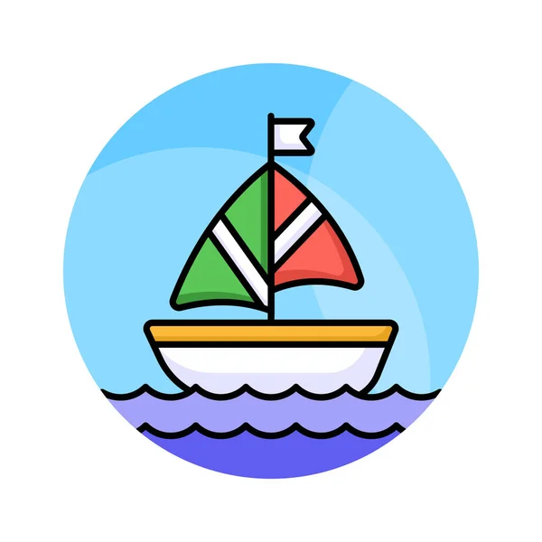 Ein Segelboot Symbol Stellt Ein Vom Wind Angetriebenes Boot Mit — Stockvektor