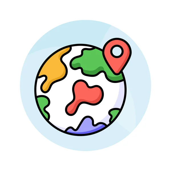 Globe Avec Broche Carte Montrant Concept Vecteur Géolocalisation Dans Style — Image vectorielle