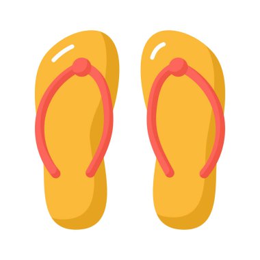 Beyaz arkaplanda, düzenlenebilir vektörde modern tarzda izole edilmiş parmak arası terliklerin simgesi