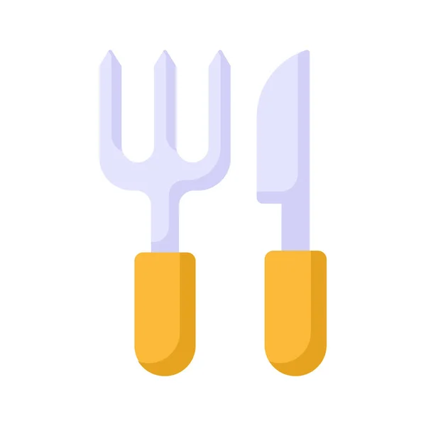 Вектор Вилки Ножа Кухонной Утварью Икона Столовых Приборов — стоковый вектор