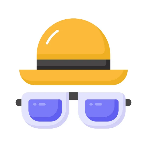 Prendi Questa Fantastica Icona Cappello Occhiali Stile Trendy Accessori Spiaggia — Vettoriale Stock