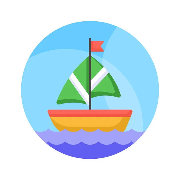 Иконка Парусника Представляет Собой Лодку Движущуюся Ветром Помощью Паруса Современного — стоковый вектор