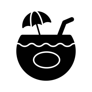 Parmak arası terlik sembolü, rahat, yaz tatili ve rahatlama, Hindistan cevizi içeceğinin birinci sınıf vektörü.