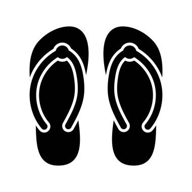 Beyaz arkaplanda, düzenlenebilir vektörde modern tarzda izole edilmiş parmak arası terliklerin simgesi