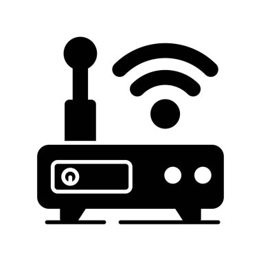 Wi-Fi yönlendiricisinin bir simgesi, internet ve elektronik cihazlar arasında kablosuz iletişim sağlayan ağ aygıtlarını gösterir