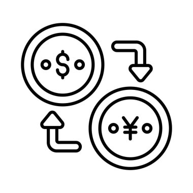 Moda tarzında ustalıkla hazırlanmış para değişimi vektörü, eşsiz para değişim simgesi