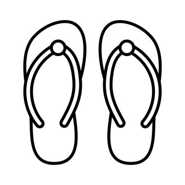 Beyaz arkaplanda, düzenlenebilir vektörde modern tarzda izole edilmiş parmak arası terliklerin simgesi