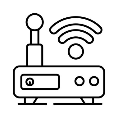 Wi-Fi yönlendiricisinin bir simgesi, internet ve elektronik cihazlar arasında kablosuz iletişim sağlayan ağ aygıtlarını gösterir