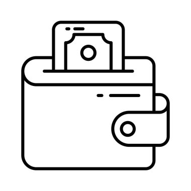 Cüzdanın birinci sınıf vektör tasarımı, cüzdanın bir simgesi, akılda kalıcı para cüzdanı simgesi