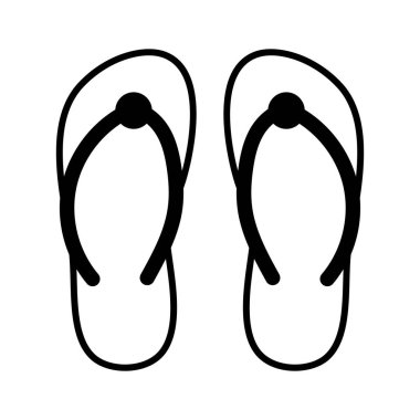 Beyaz arkaplanda, düzenlenebilir vektörde modern tarzda izole edilmiş parmak arası terliklerin simgesi