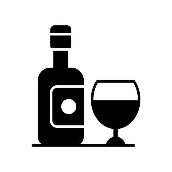 酒杯一种经典的酒瓶和酒杯图标 代表着放松 高雅和对一杯葡萄酒的社交 — 图库矢量图片