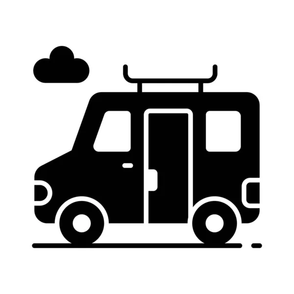 Furgone Viaggiare Afferra Questa Icona Modificabile Del Furgone Viaggio Minibus — Vettoriale Stock