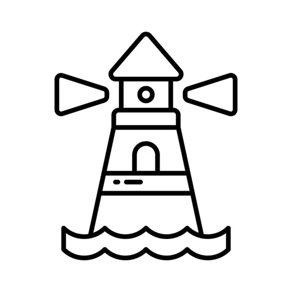Вежа Містить Маяк Щоб Попередити Або Направити Кораблі Море Добре — стоковий вектор