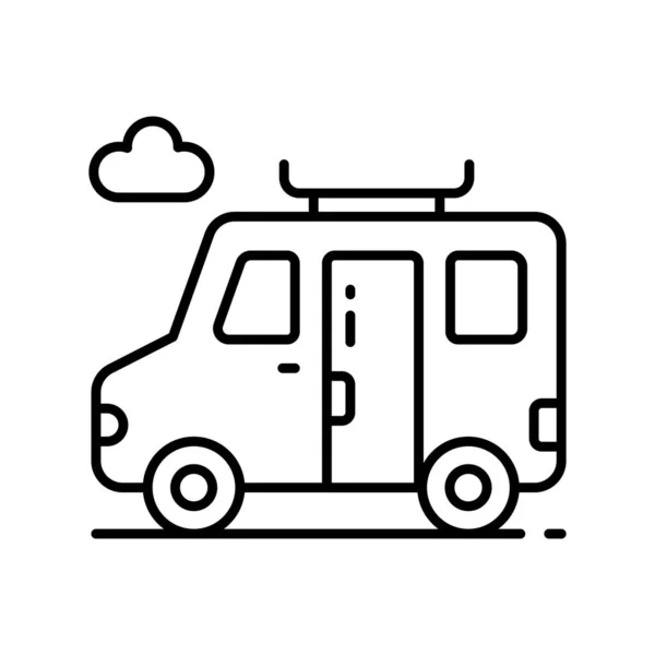 旅行用的面包车 抓住这个可编辑的旅游车图标 旅行用的小巴 — 图库矢量图片