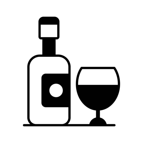 Klasyczna Butelka Wina Szklana Ikona Reprezentująca Relaks Wyrafinowanie Towarzysko Przy — Wektor stockowy