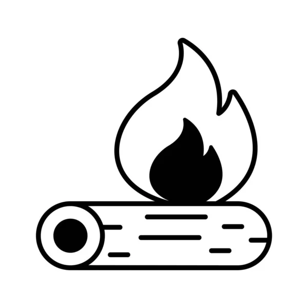 Campfire Burning Bonfire Wood Log Fire Flame Editable Design — Stock Vector